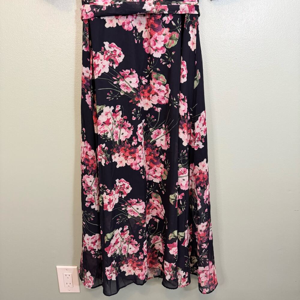 Classmate Wrap Dress Size 3XL Pink Dark Floral Peonies Romantic Feminine Boho - Picture 6 of 11